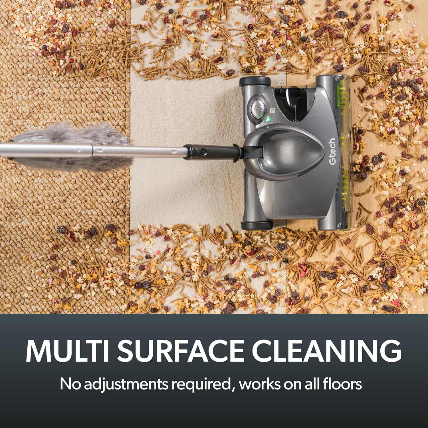 Gtech SW22 Cordless Lithium Carpet and Hardwood Floor Sweeper - Cordless Adjustable Vacuum - Up to 90 Minutes of Runtime - Rechargeable 7.4v Li-ion Battery - Lightweight (3 lbs.)