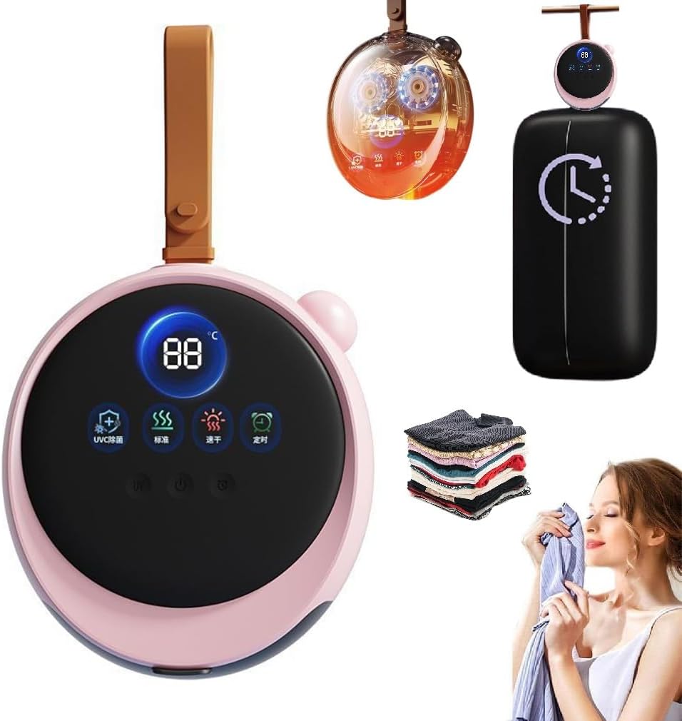Mini Portable Clothes Dryer, Dual Drying Modes, 3-9 Hour Timer, Automatic Overheating Protection, Aroma Diffuser Function, Low Noise Operation, For Delicate Fabrics & Everyday Clothing Drying