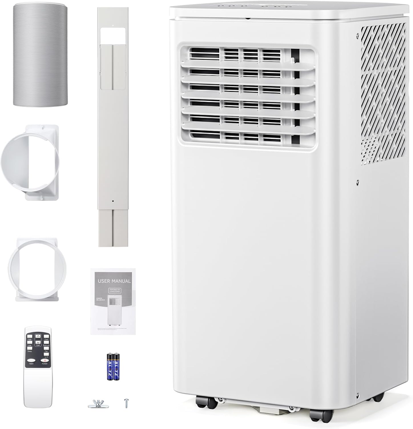 Portable Air Conditioner 8000 BTU, Remote Control, 4 in 1 protable ac, Cools 350sq. ft, 24 Hour Timer, Quiet Operation,Window Fan, 2 Speed for Bedroom Office Home Dorm