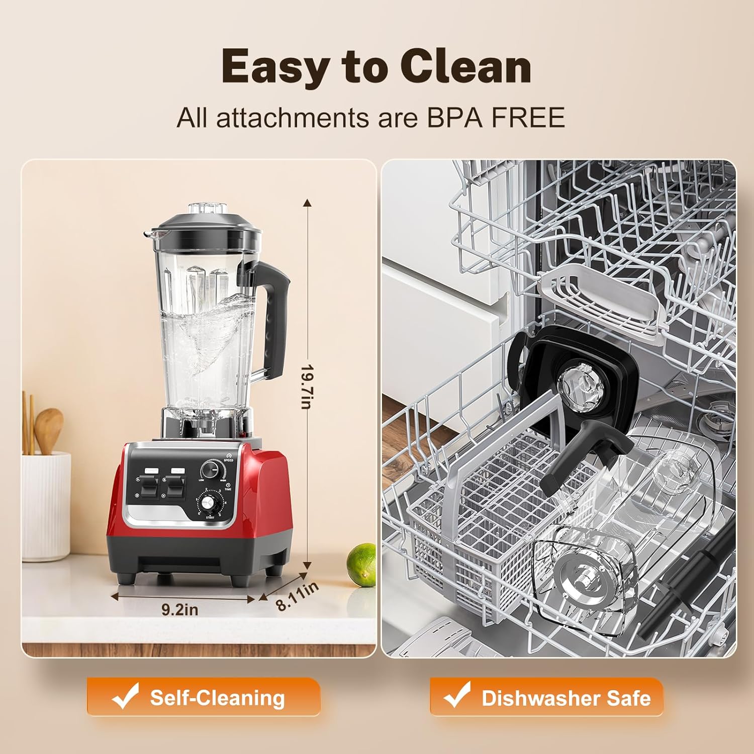 Blenders for Kitchen Powerful 1800 Watt Motor Smoothie Blender 70 Oz Large Capacity and BPA-Free Containers with To Go Cup, Countertop Blender for Smoothies, Ice Crushing & Frozen Drinks