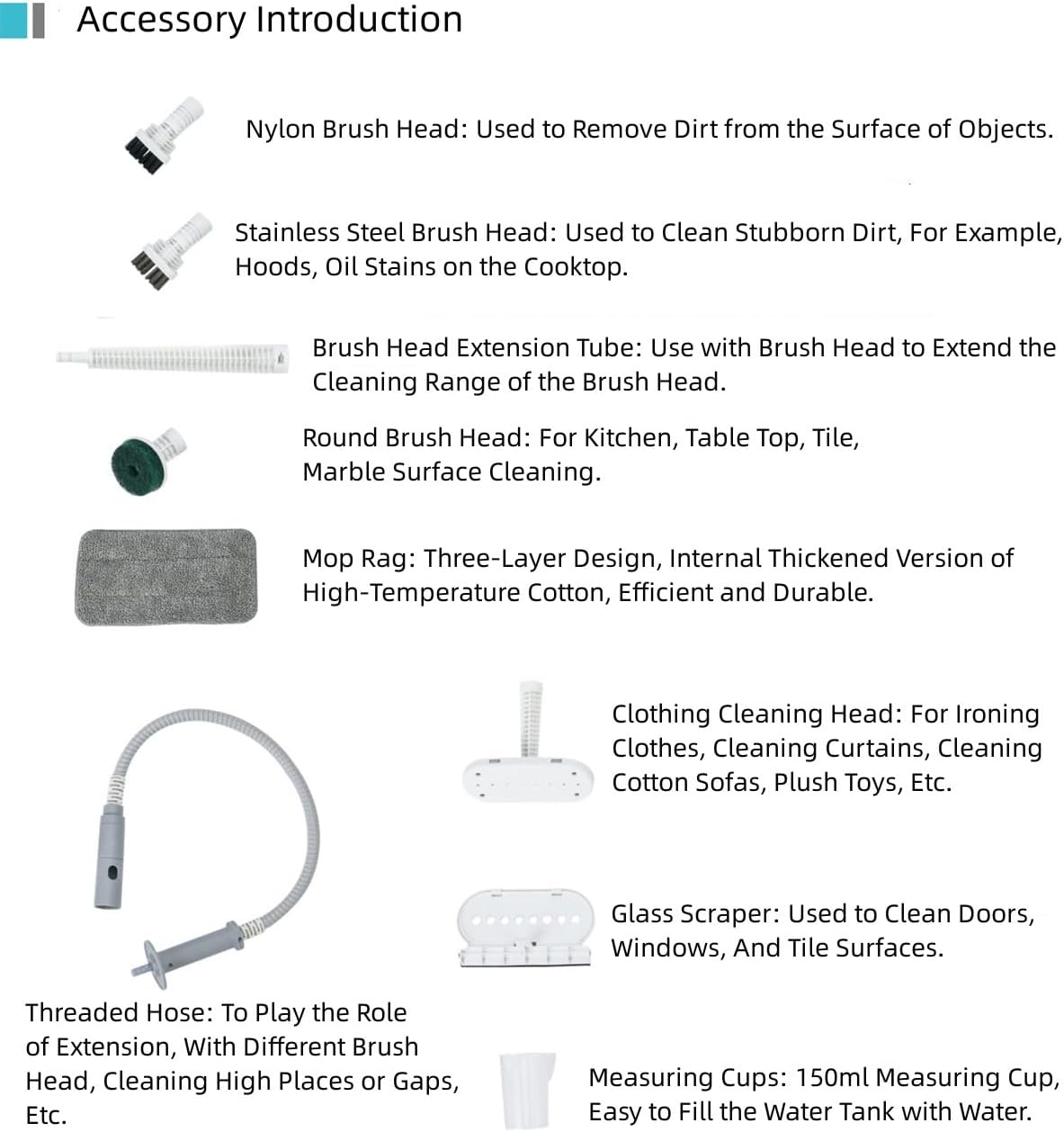 Steam Mop Cleaner for Home, High Temperature Steam Cleaner Machine Steam Mop Steam Iron All in One, Whole House Steam Floor Cleaner with 5 Brush Heads, Steam Mop for All Floors Kitchen (Grey)