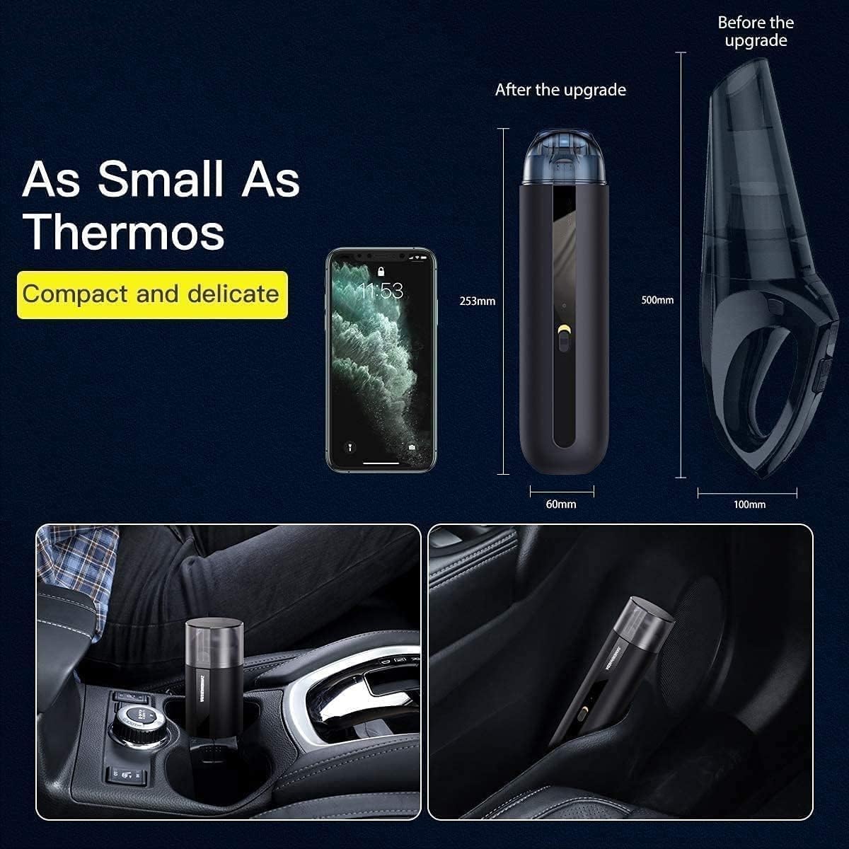 Handheld Vacuum-Hand Vacuum 5KPA Vacuum Wet/Dry Handheld Vacuum Cordless