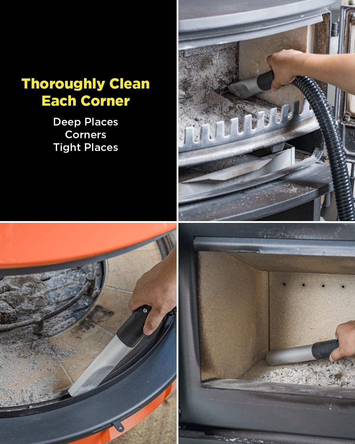 InoKraft Ash Vacuum for Pellet Stoves,Pellet Grill,1200W 5 Gallon, No Clogs, with HEPA & Fiberglass Filters, 6.56ft Hose Ash Vac for Fireplaces, Log Burners