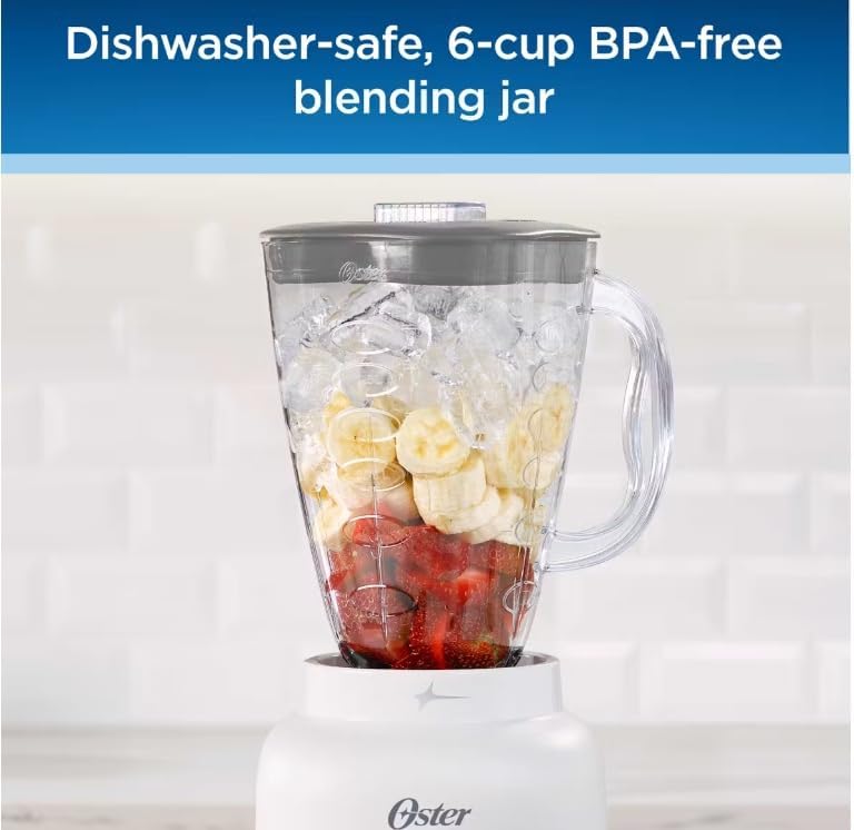 Oster Easy-to-Use Blender with 5 Speed Settings and 700-Watt Motor, White