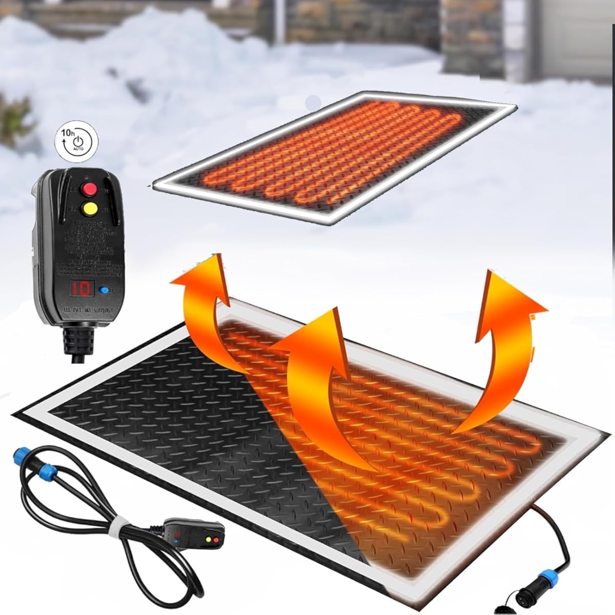 Heated Mat Outdoor, Heated Walkway Mats Fireproof and Heat Resistant, Ice Melting Mats for Walkways Safe and Anti Slip, for Outdoor Snowmelt Heating(25 * 75cm,6 Slice)