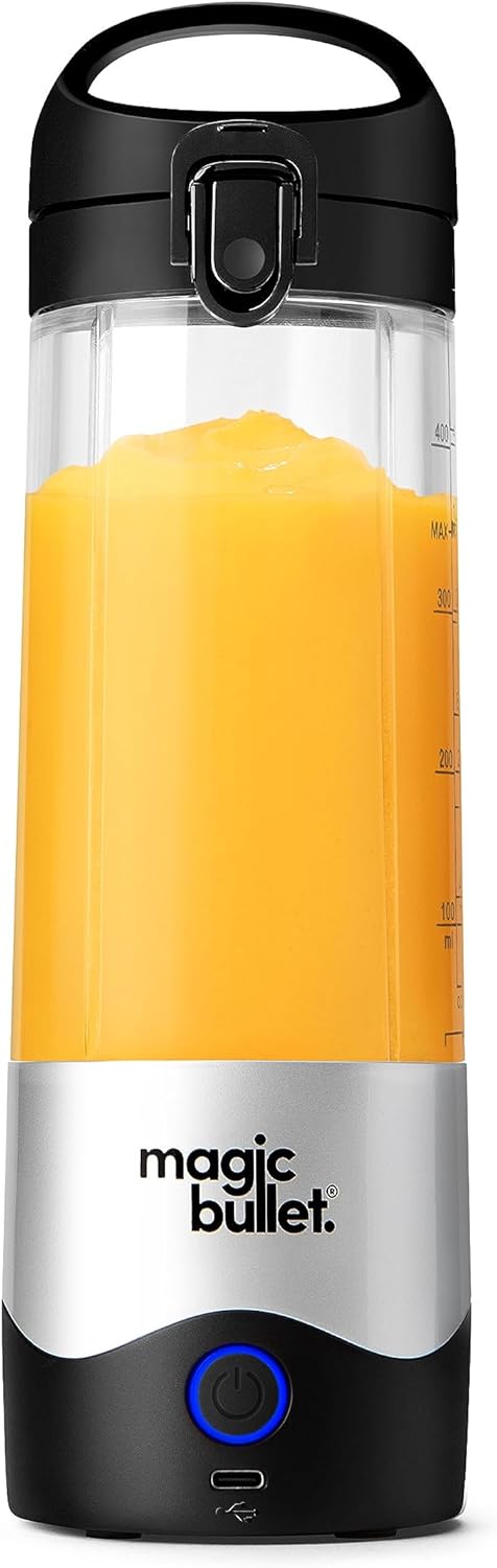 magic bullet Portable Blender MBPB50100W White and MBPB50100 Silver, 16 oz