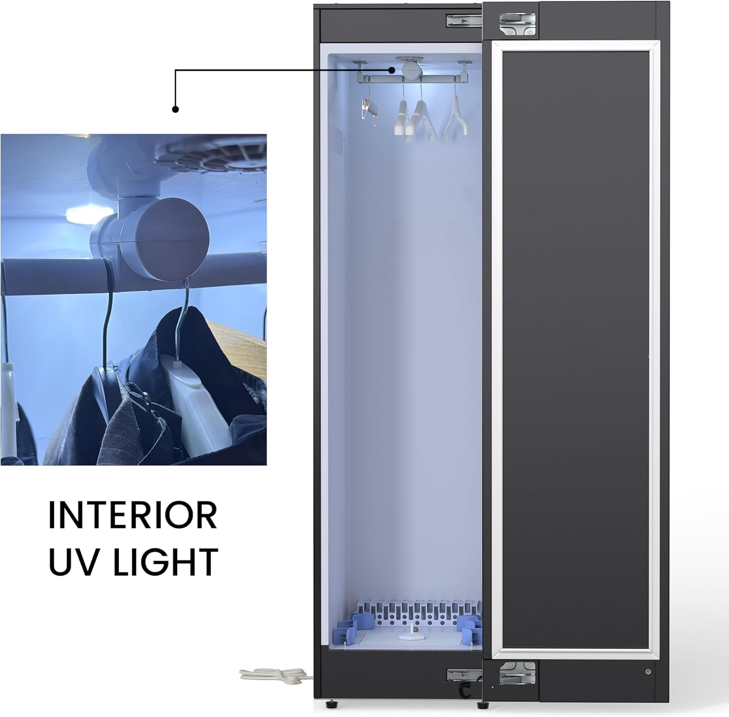 Equator 7.6cf Smart Steam Dryer Closet 4 Moving Hangers Quick20 Refresh Wrinkle Free in Black