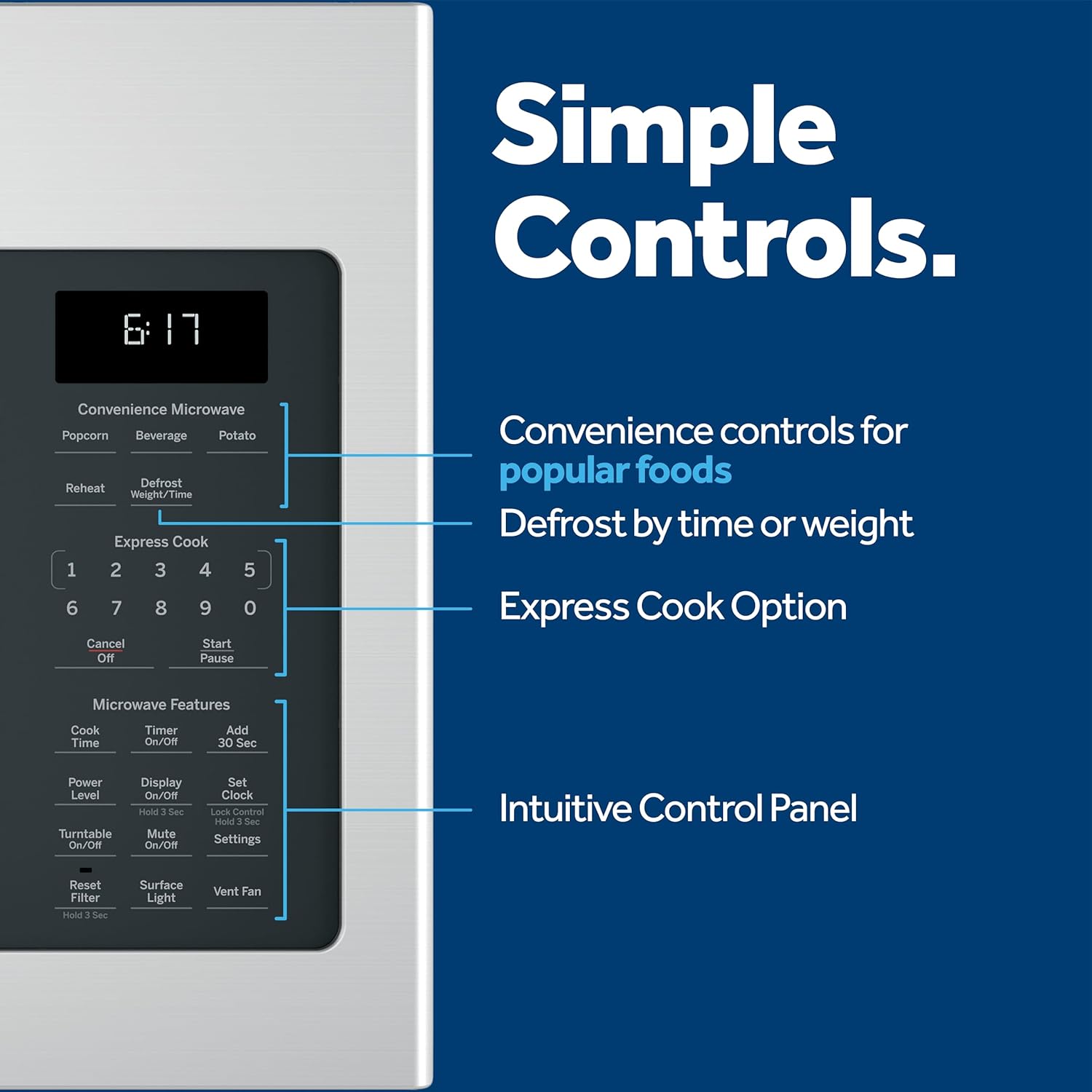 GE 1.8 Cu. Ft. Over-the-Range Microwave Oven with Recirculating Venting