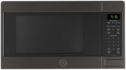 GE Countertop Microwave Oven, 1,150-watt Capacity, 1.6 Cubic Ft., 8 Auto Setting Cooking Settings, Child-Lock Technology, Kitchen Essentials for the Countertop, Dorm Room or Apartment, Black Stainless