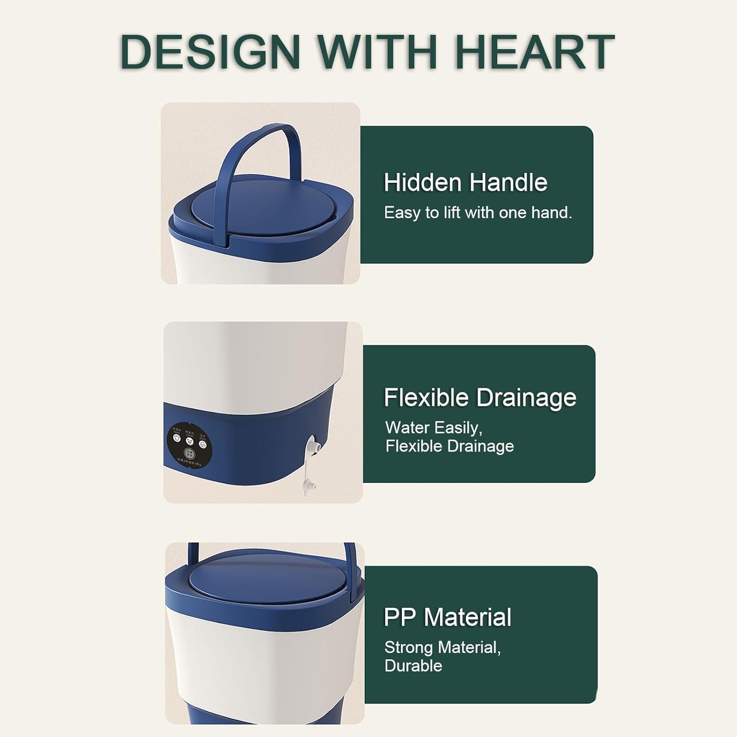 WHYATT Portable Washing Machines, Clothes Washing Machines, for Apartments, Dorm, Camping, RV, Travel Laundry (Color : Blue)