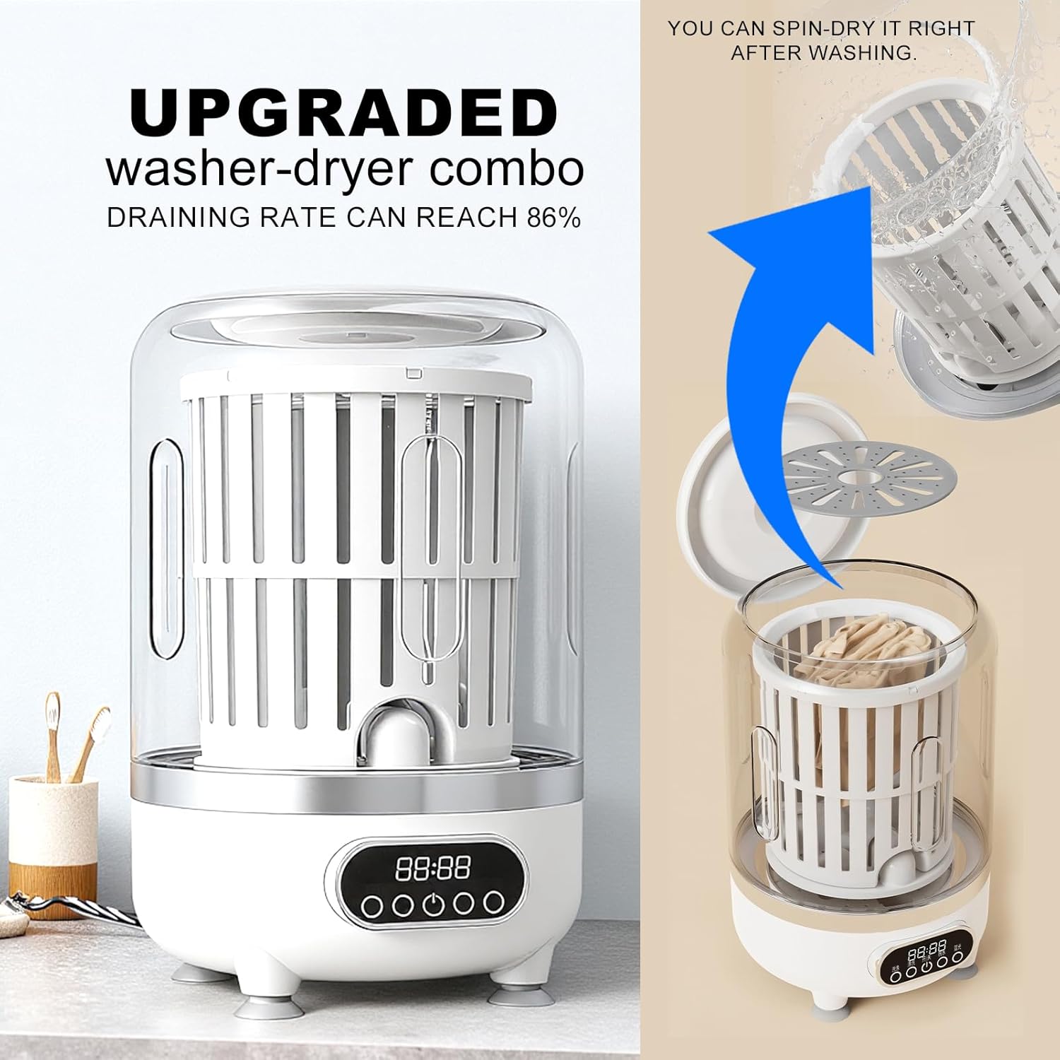 3L Portable Washing Machine,3 In 1 Portable Washer And Dryer Underwear Washing Machine,Mini Lavadora Portatil for Home, Apartment, Hotel, Camping & Travel(3L capacity)