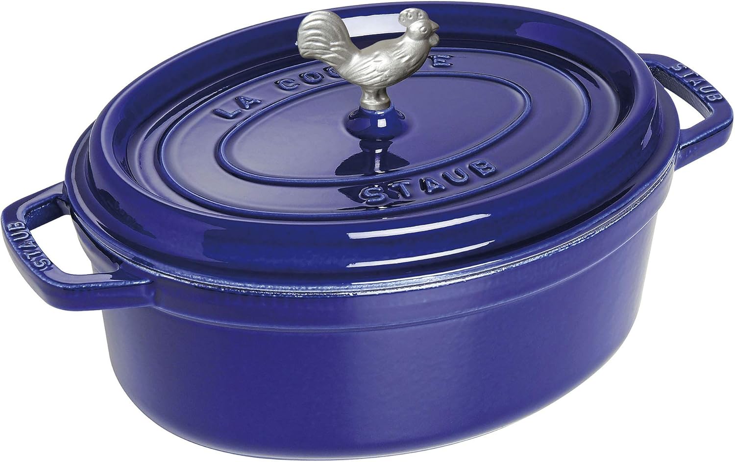 STAUB Cast Iron Dutch Oven 5.75-qt Coq au Vin Cocotte, Made in France, Serves 5-6, Dark Blue
