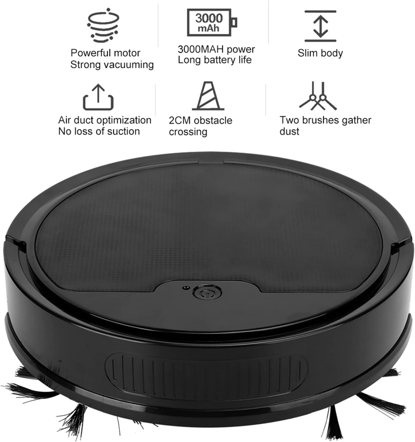 1600Pa 3000mAh 3in1 USB Charging Smart Vacuum Cleaner Sweeper Efficient for Home Use (Black)