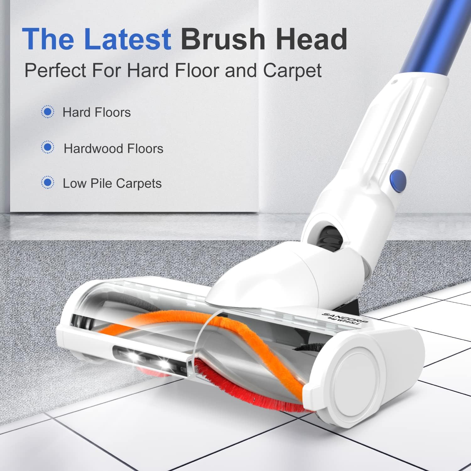 whall Cordless Vacuum Cleaner,55mins Runtime for Home,Stick Vacuum with Powerful Suction,Brushless Motor,Lightweight,Vacuum Cleaners for Pet Hair Carpet Hard Floor.Blue