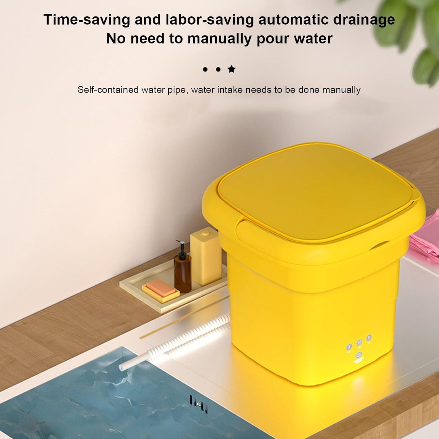 WHYATT Portable Washing Machine,4.5L Capacity, for Travel, Small Spaces, Lightweight and Easy to Carry