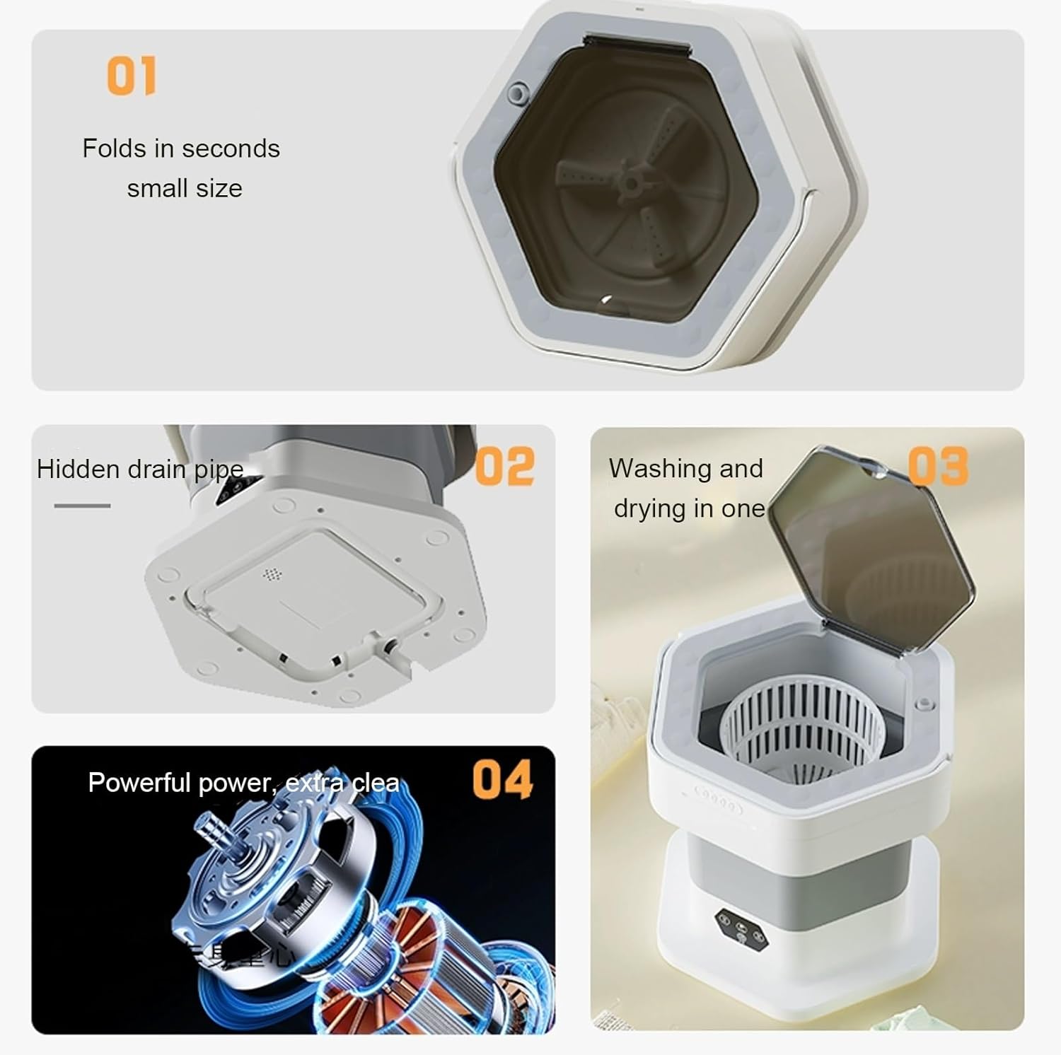 Portable Washing Machine, Mini Foldable Washing Machine, 2 in 1 Small Collapsible Washer, for Baby Clothes, Underwear, Camping, RV, Travel(Purple)