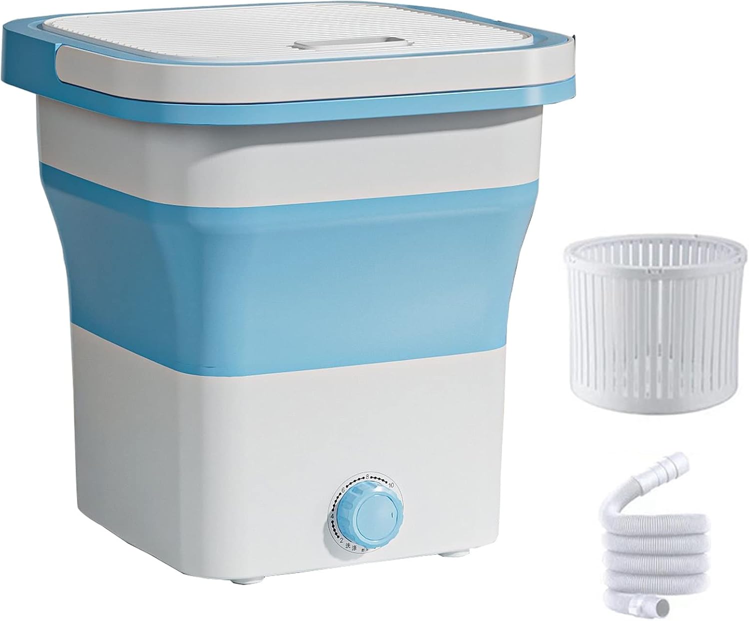 Mini Portable Washing Machine, Folding Washing Machine, Bucket Washer for Clothes Laundry, Underwear Washing Machine for Camping, Rv, Travel, Small Spaces (Color : Blue)