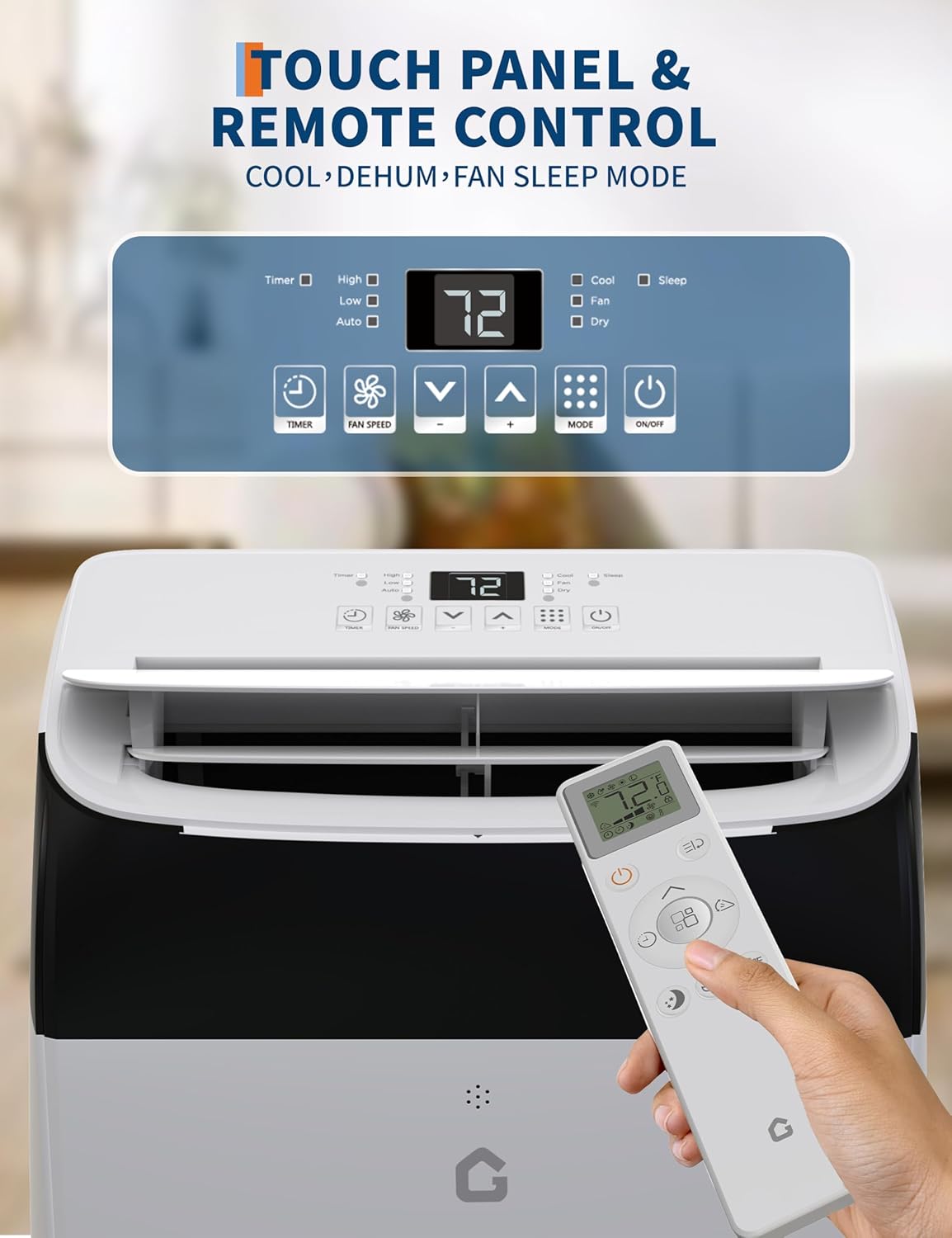 Portable Air Conditioner 12,000 BTU - Dehumidifier & Cooling Fan for 400-550 Sq Ft Rooms, Includes Portable AC Unit Window Kit for Bedrooms Office Home(ASHRAE-rated)