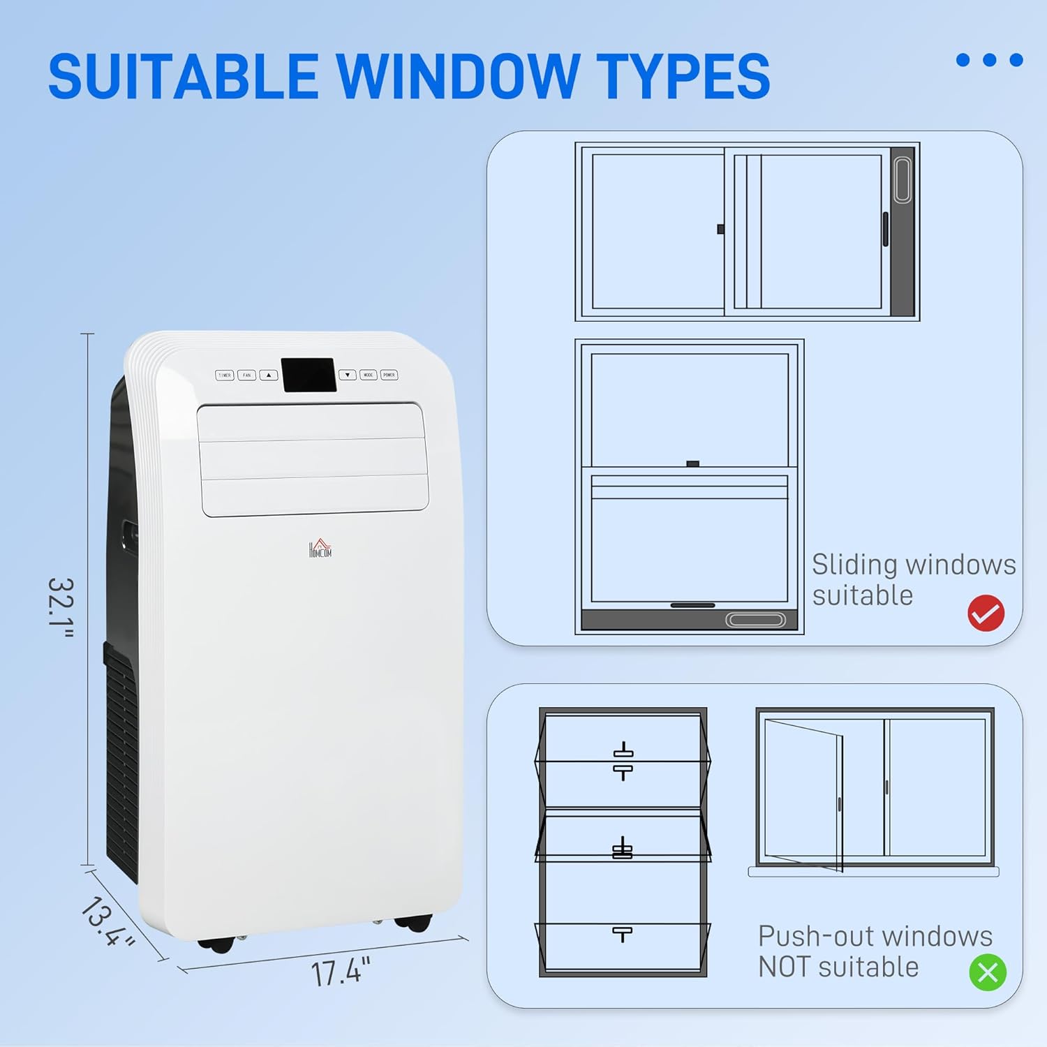 12,000 BTU Portable Air Conditioner | Cools, Dehumidifies, Fans | Up to 550 Sq Ft | 3-in-1 AC Unit w/Remote & 24H Timer | LED Display