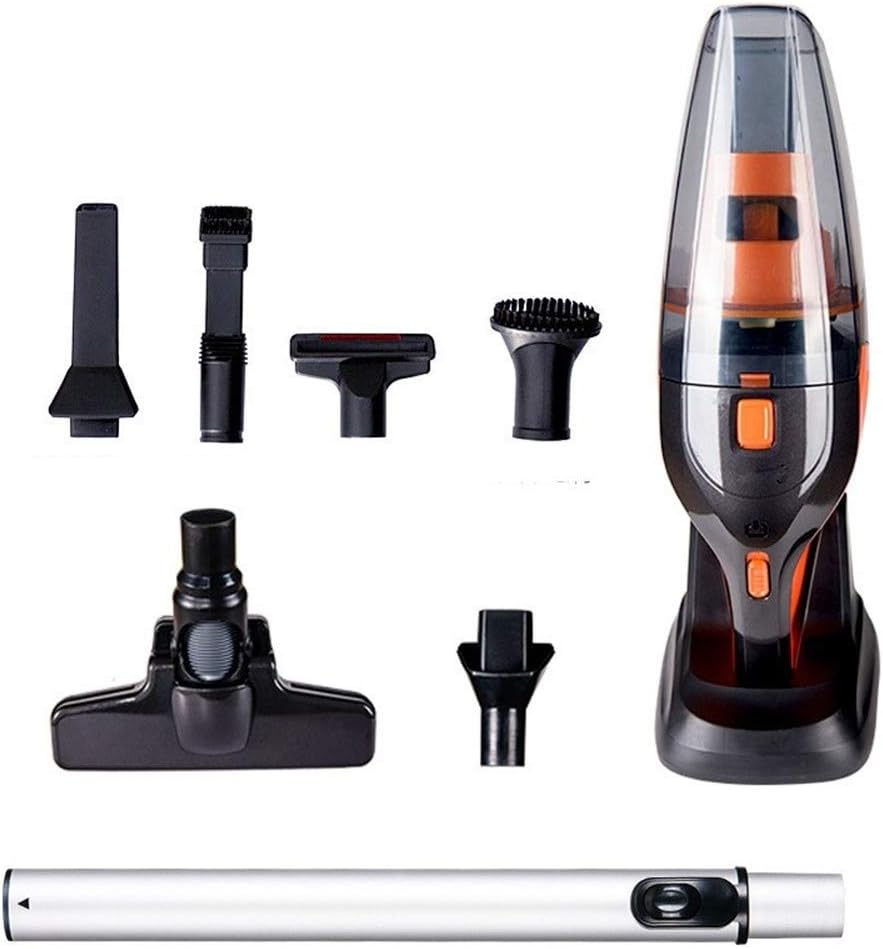 Hard Floor Vacuum Handheld Wireless Household Vacuum Cleaner, Car Wet and Dry Dual-use Vacuum Cleaner, High-Power Dual-use Powerful Cleaner (Color : Orange)
