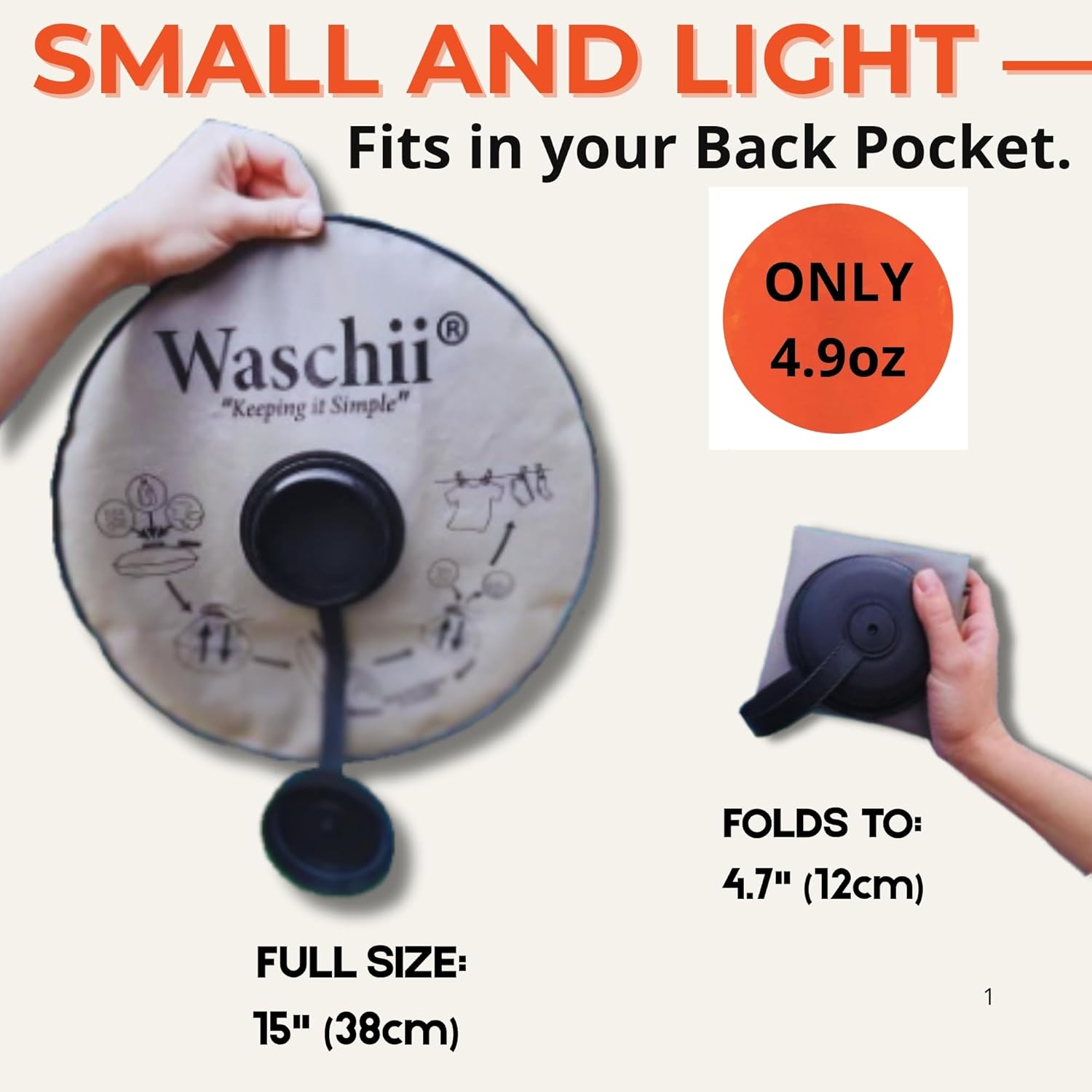 Waschii Pocket-Sized Travel Clothes Washer for Camping, Hostels & Vanlife – Compact, Leakproof, Eco-Friendly – No Power or Sink Needed
