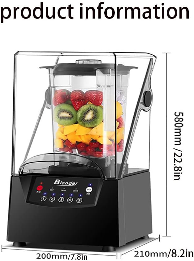 Blender Smoothie Maker with Sound Enclosure, Commercial 2L Stand Mixer, Blade Ice Crusher with Cover Silent Broken Wall Cooking Machine, for Smoothie, Fruits, 17000RPM