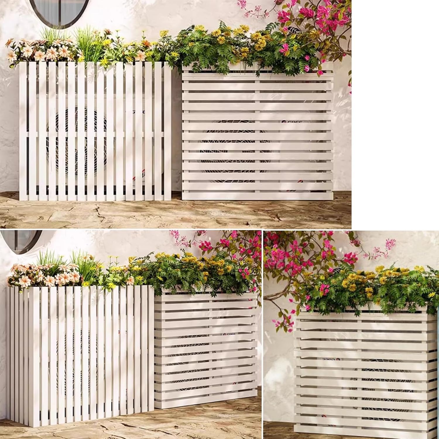 Outdoor Air Conditioner Cover Wood Ac Covers for Outside Decorative Ac Unit Cover Air Conditioner Covers for Outside Fence White A 105 * 45 * 100Cm