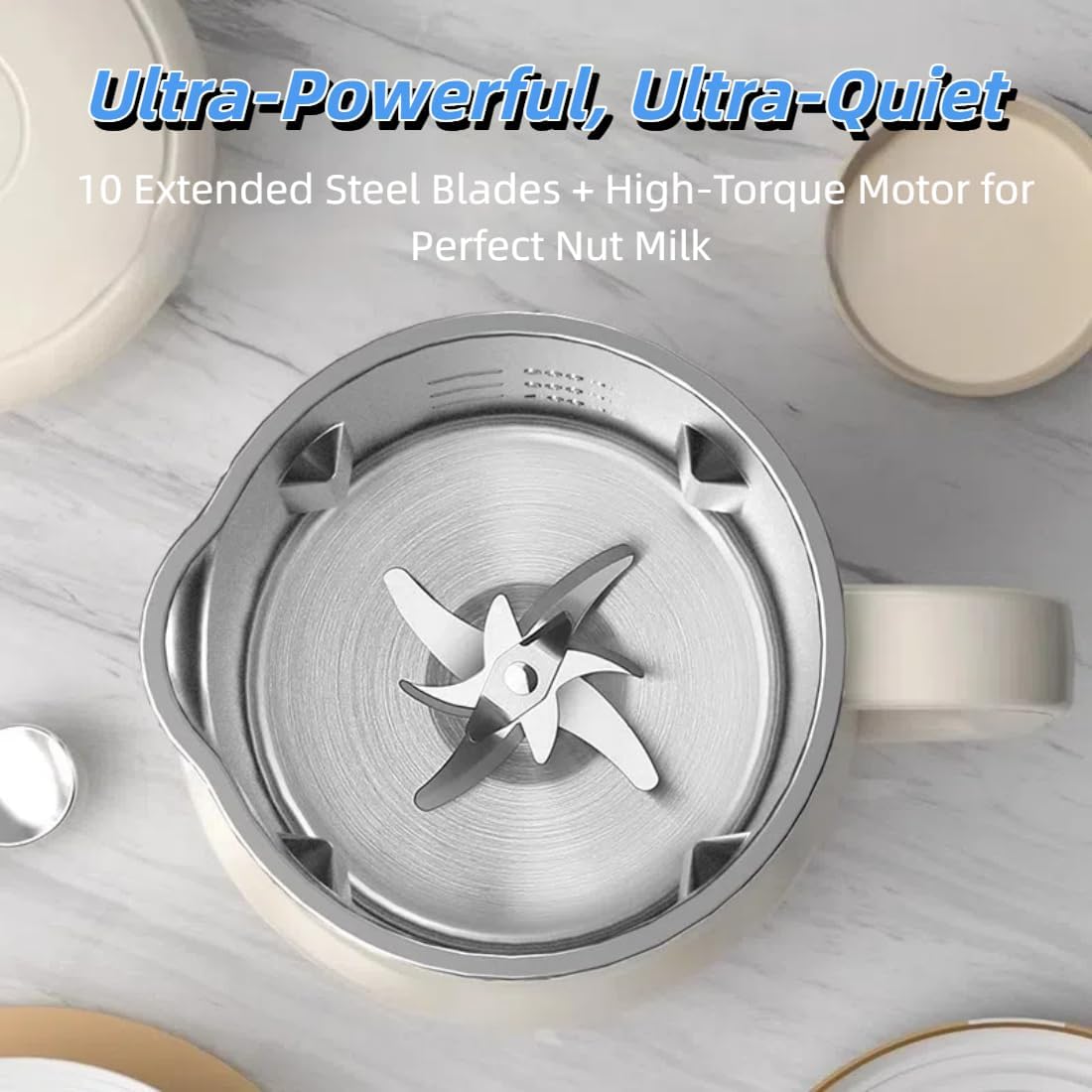 8-in-1 Automatic Nut Milk Maker Blender, 40.6oz Homemade Almond, Oat, Coconut, Soy, Plant-Based & Non-Dairy Milks, Soybean Machine with Delay Start, Keep Warm, Self-Cleaning & Boil Water Functions