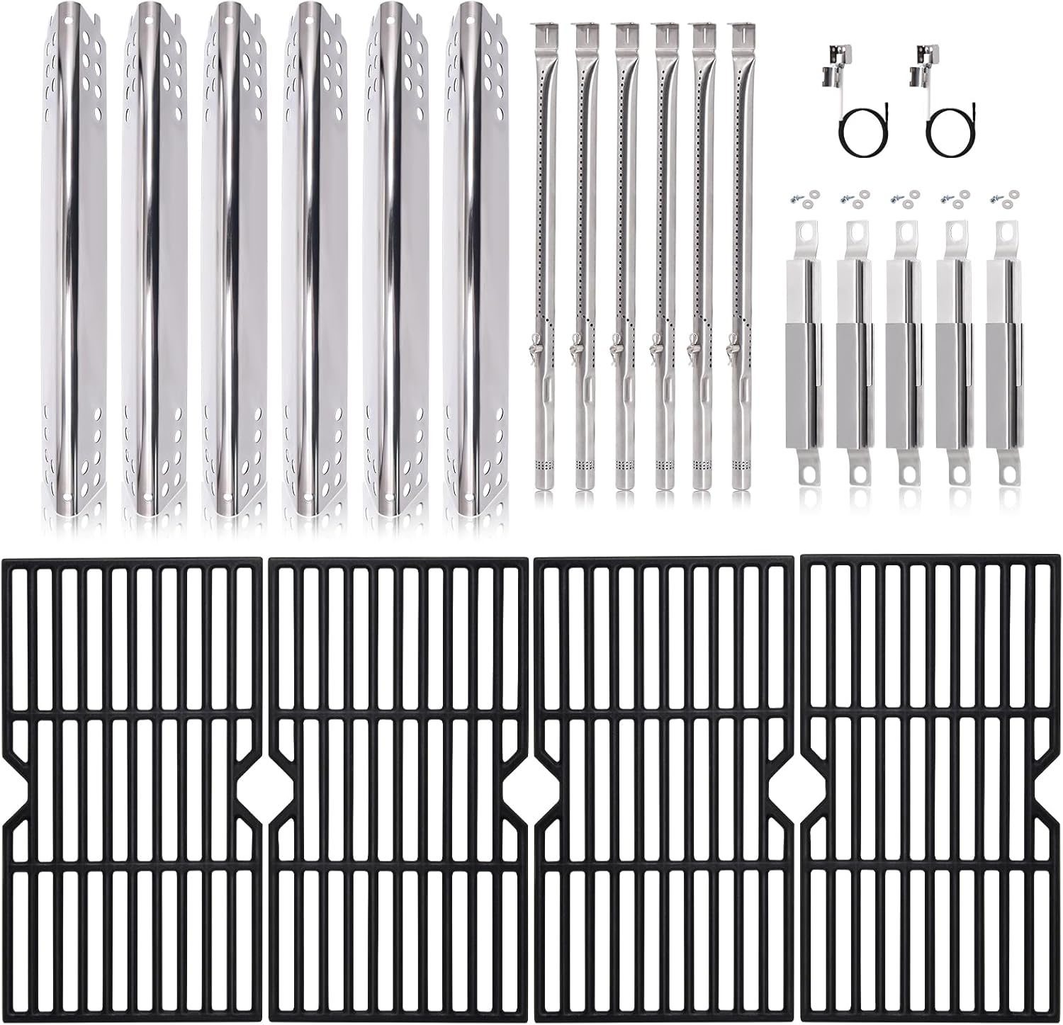 Hiorucet 463240115 Replacement Parts, Cooking Grate, Heat Plate, Burner, Ignitor and Carryover Tube for Charbroil Advantage 6 Burner Grill Replacement Parts, Char-Broil 463240115, 466240115, 466235816
