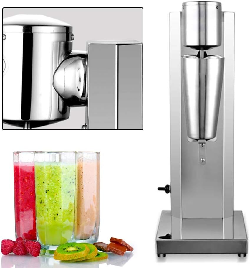 Commercial Milkshake Machine, Electric Single Head Milkshake Machine, Beverage Blender, Stainless Steel Milkshake Machine, Electric Malt Maker with 650ml Cup, 180W 18000RMP.