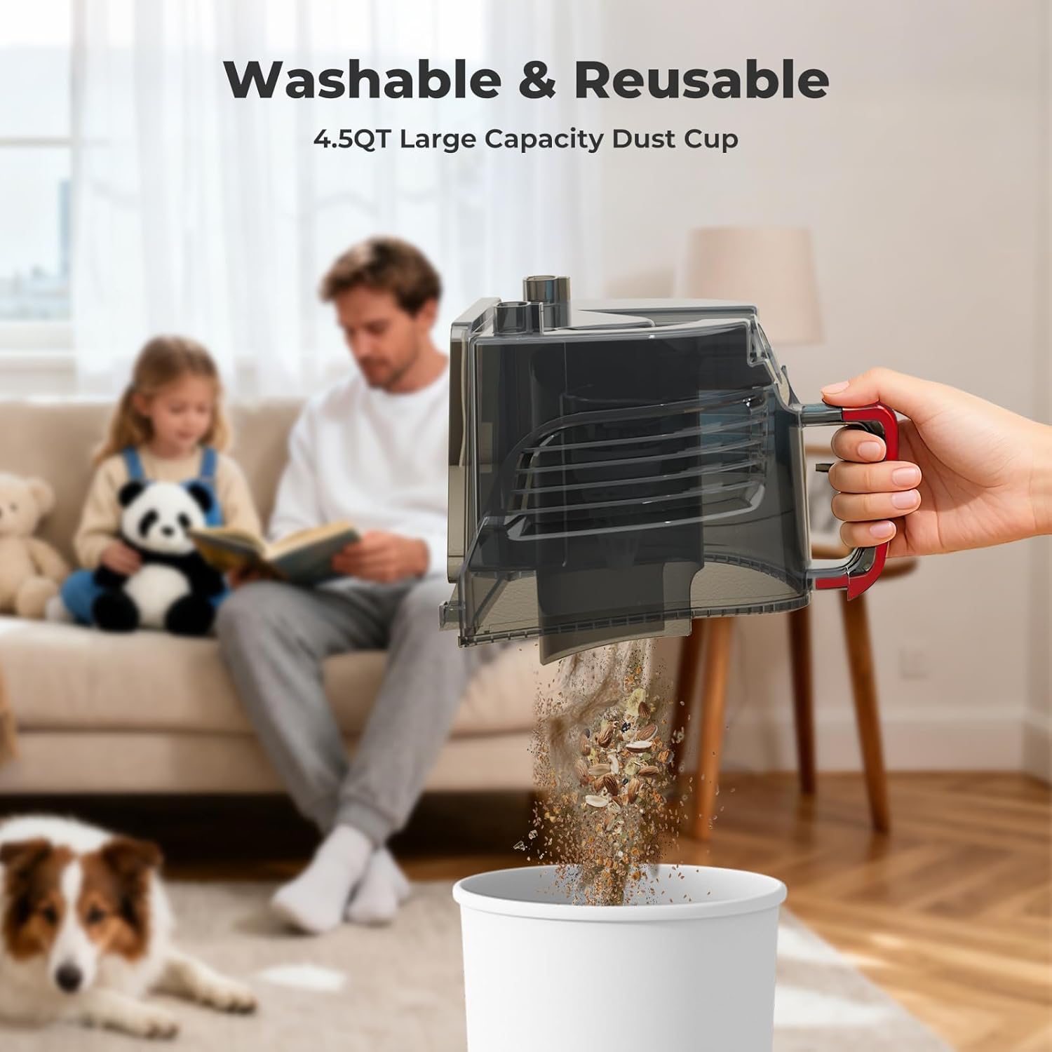 1600W Canister Vacuum Cleaner, Bagless Vacuum Cleaner with 45kPa Strong Suction, 4L Large Dust Cup, Variable Speed Control, 5 Tools, Lightweight Canister Vacuum for Home, Pet, Carpet, Hard Floor