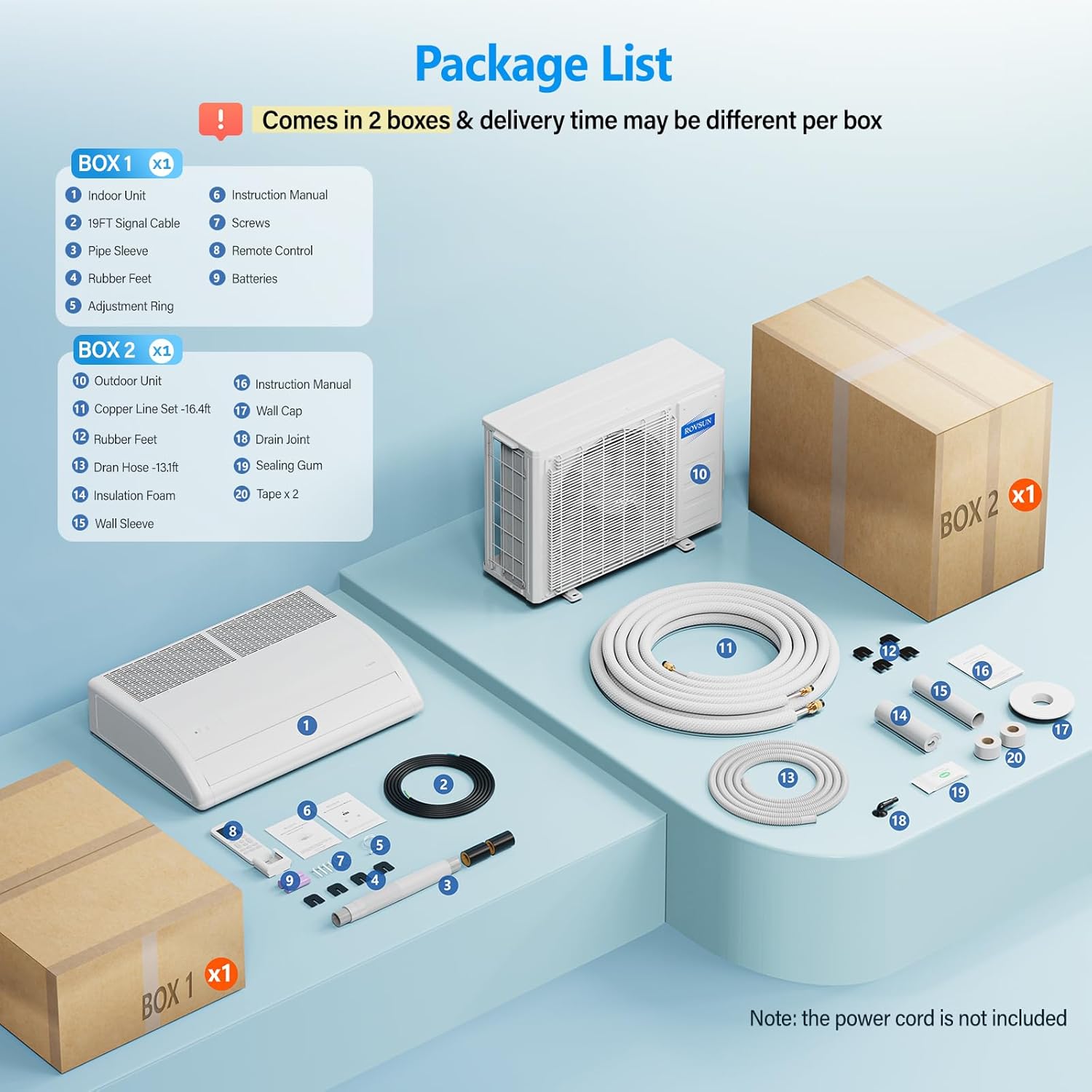 ROVSUN 22200 BTU Smart WIFI Floor Ceiling Mini Split AC/Heating System with Inverter & APP Control, 23 SEER2 Ductless Air Conditioner with Pre-Charged Condenser, Heat Pump & Installation Kit, 230V