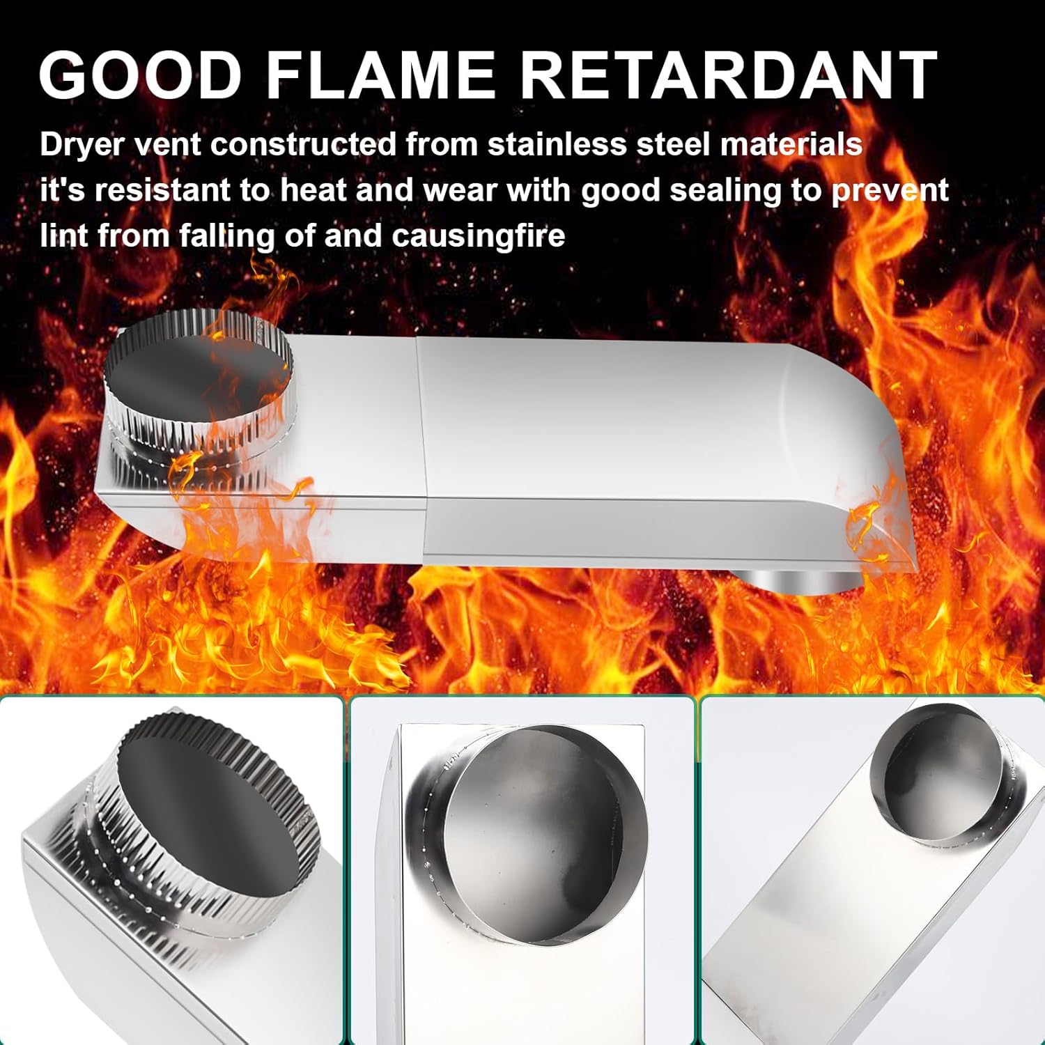 OEM Upgraded 21-38 in Adjustable Periscope Dryer Vent,Telescoping Dryer Vent Kit, Fit for all 4in Dryer Vent Outlet,for tight space square duct dryer vent pipe, stainless steel Dryer Vent