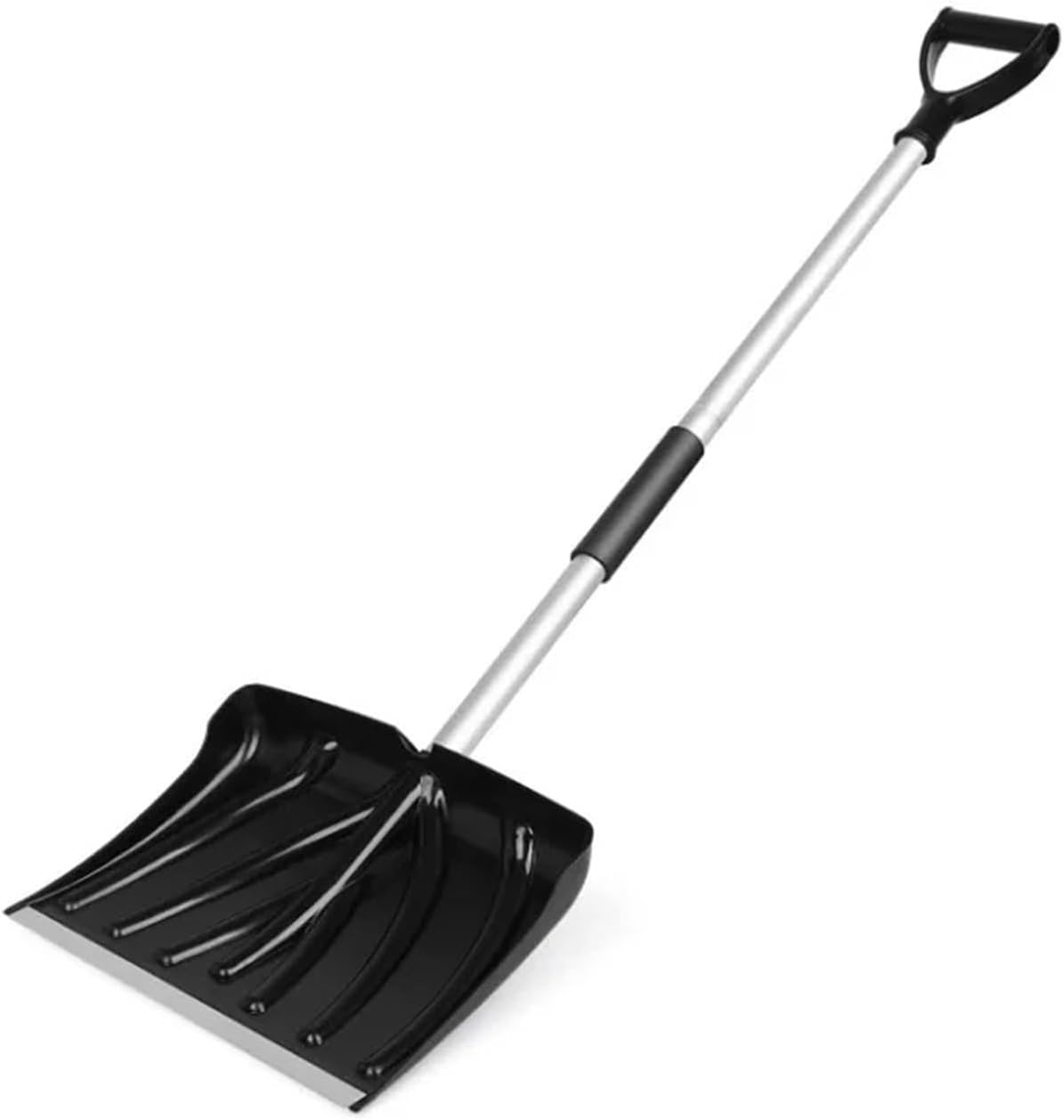 Two-Section Large Thickened Aluminum Rod Shovel, Easy Assembly Snow Shovel with 2 Screws, Garden Cleaning & Snow Removal Tool(Black (Two-Section))