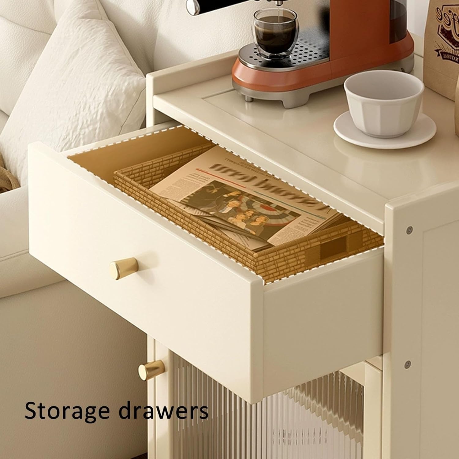 Vacuum Cabinet Storage, Robot Cleaner Storage Rack Furniture to Hide Robot Vacuum for Living Room, Bedroom, Side Table, Easy to Clean(Natural)