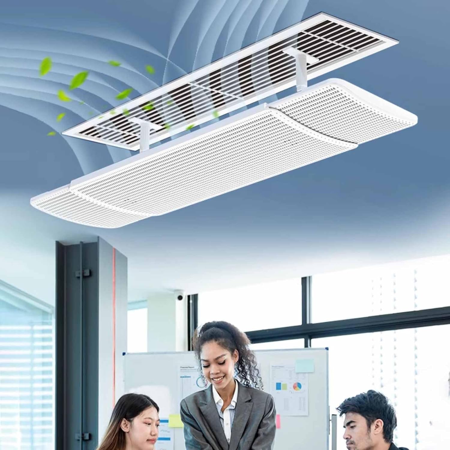 Adjustable AC Vent Deflector - Anti-Direct Blowing Air Conditioner Diverter for Wall & Ceiling, 47in/106cm Airflow Control, Energy Efficient Cooling Solution