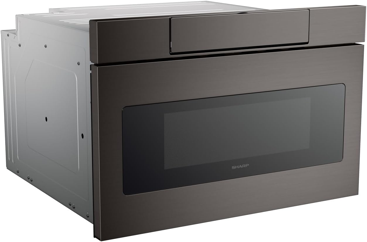 SHARP SMD2470AH Microwave Drawer Oven, 24-inch, 1.2 Cubic Feet, 950 Watt, Concealed Control Panel with Digital LCD Display, Black Stainless Steel