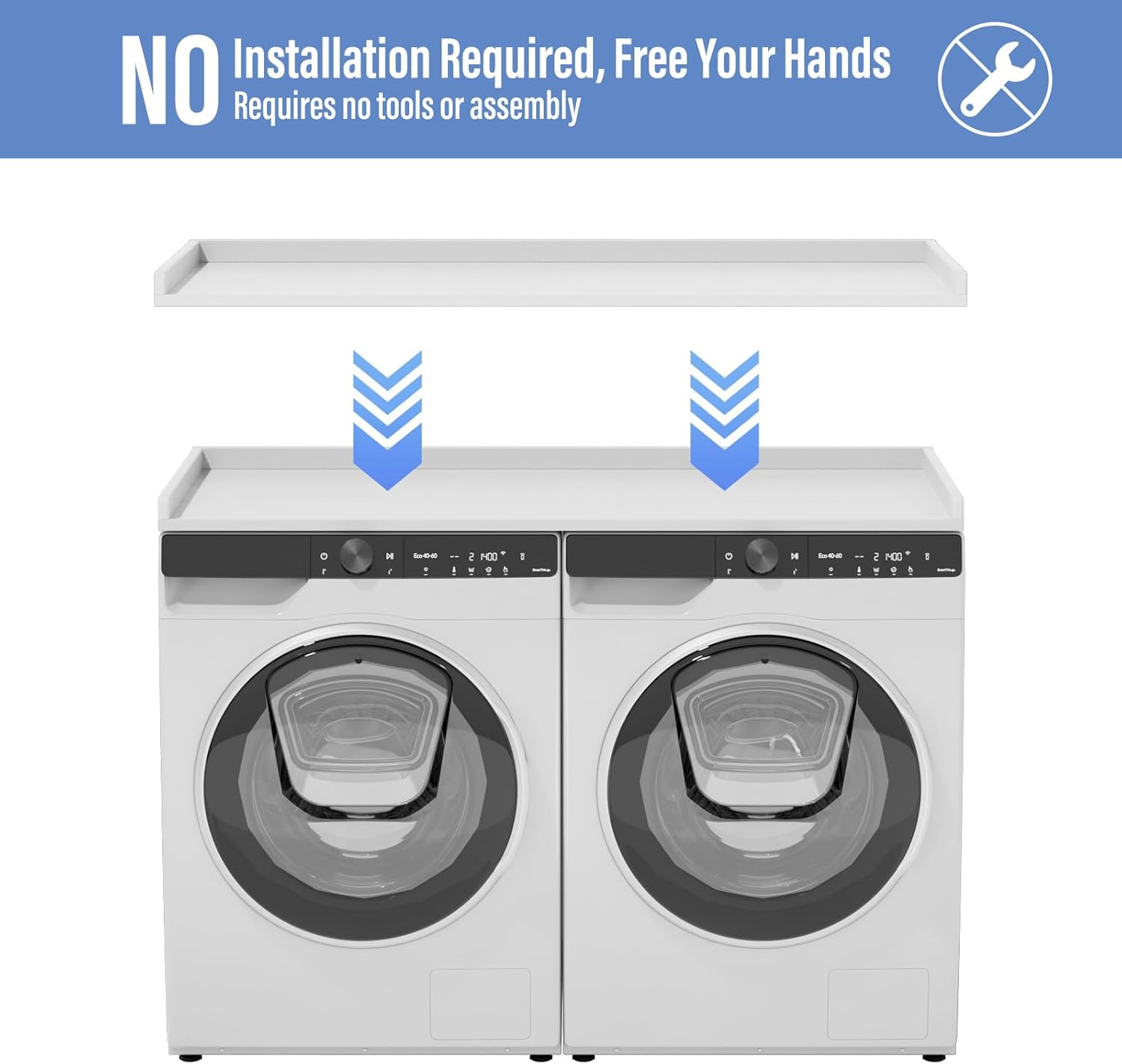 LEBENGURU No-Installation HDPE Washer Dryer Countertop - 54.2