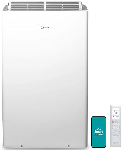 Midea Duo 14,000 BTU (12,000 BTU SACC) High Efficiency Inverter Quiet Portable Air Conditioner,with Heat up to 550 Sq. Ft.,white, Works with Alexa/Google Assistant, with Remote Control & Window Kit