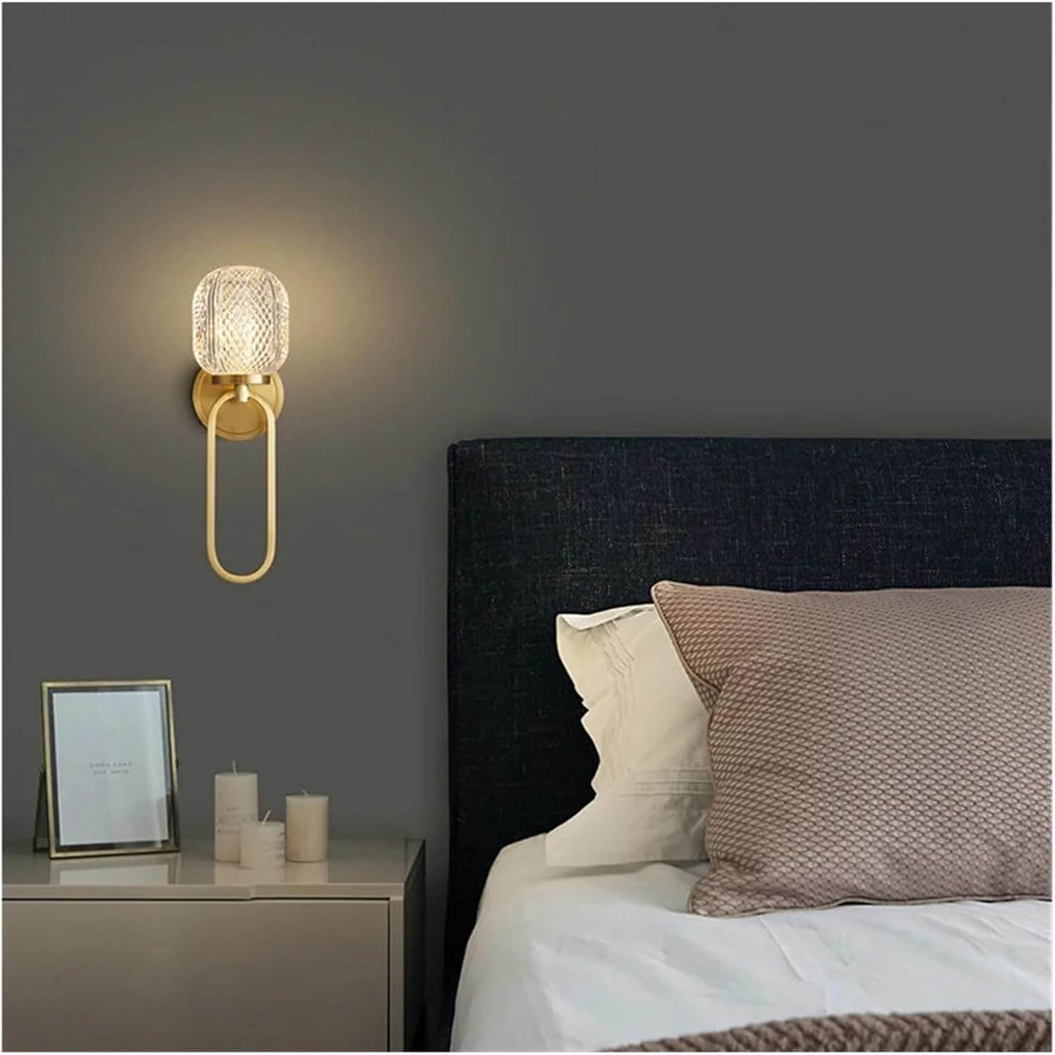 Modern Brass Wall Lamp LED Indoor Sconce Lighting Simple and Chic Creative Decor for Home Bedroom Bedside,Household