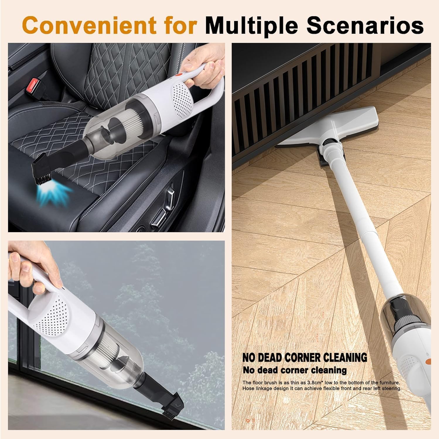 New Model Cordless Vacuum Cleaner, Powerful Stick Vacuum for Hardwood Floor, 35 Min Rechargeable Battery, 4 in 1 Lightweight Upright Vacuum for Pet Hair Carpet