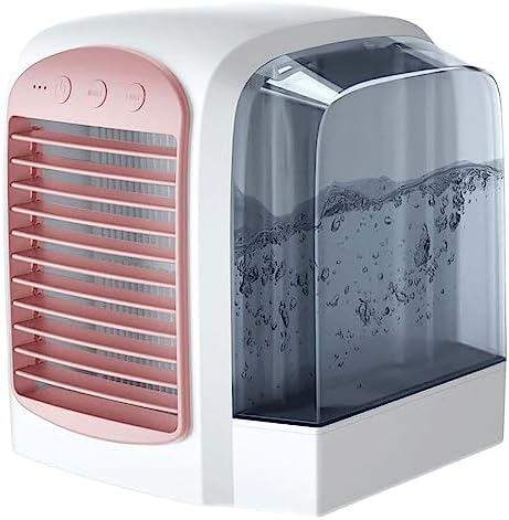 Portable Air Conditioner, 3 Speed Adjustable Evaporative Air Cooler Fan, Mini Personal Air Cooler, for Home, Office, Bedroom (Color : Pink) (Pink)