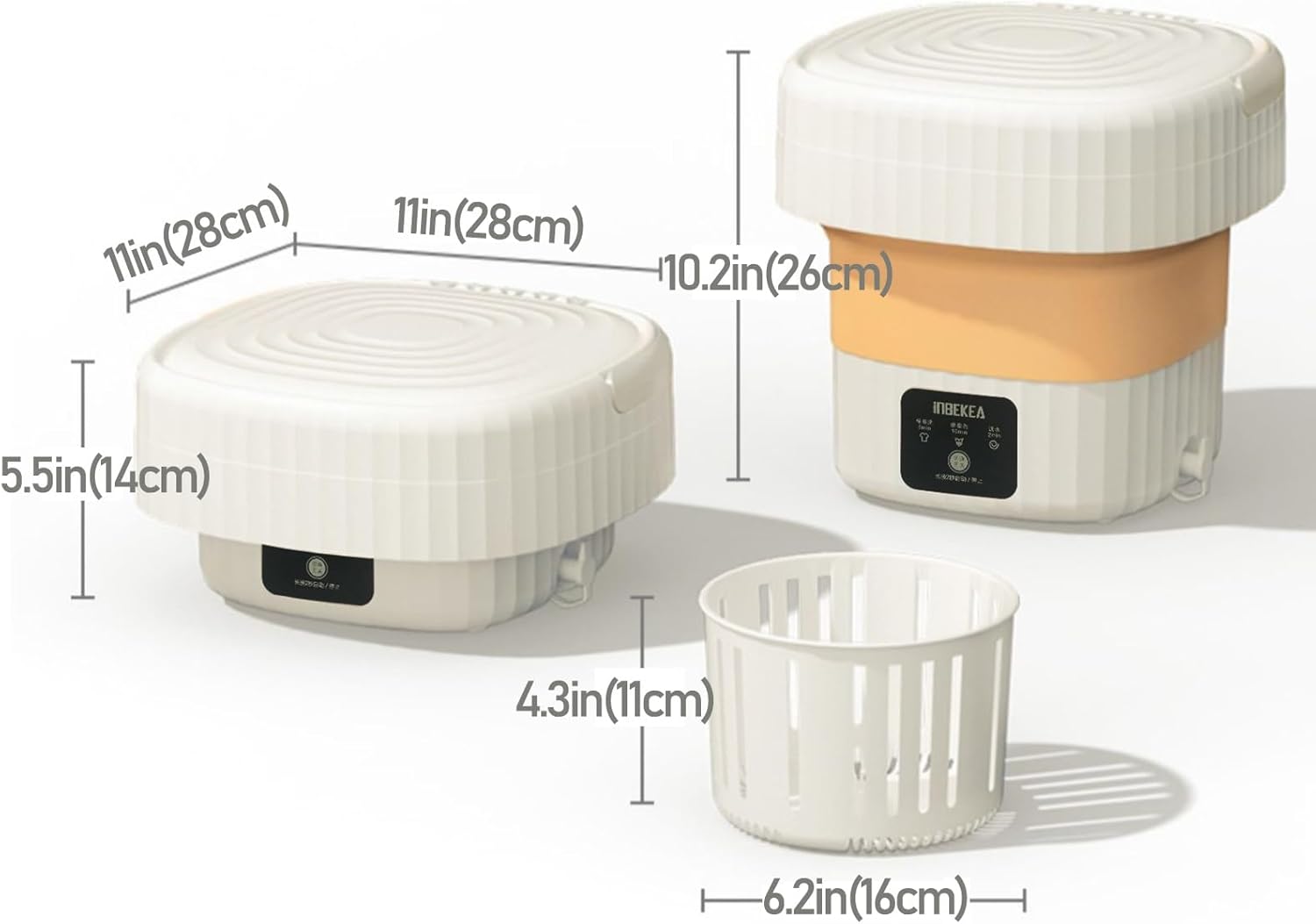 DELURA Portable Washing Machine,6L Large Capacity Small Washing Machine,Foldable Washing Machine with Spin-Dry Basket,Mini Washer for Washing Small Pieces of Clothing, Underwear,Socks (Color : B)