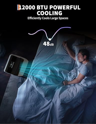 12000 BTU Portable Air Conditioners, 3-IN-1 Free Standing Cooling AC Unit with Fan & Dehumidifier, Quiet Air Condicionado Cooling Up to 550 Sq.Ft, with Remote Control & 24H Timer Function