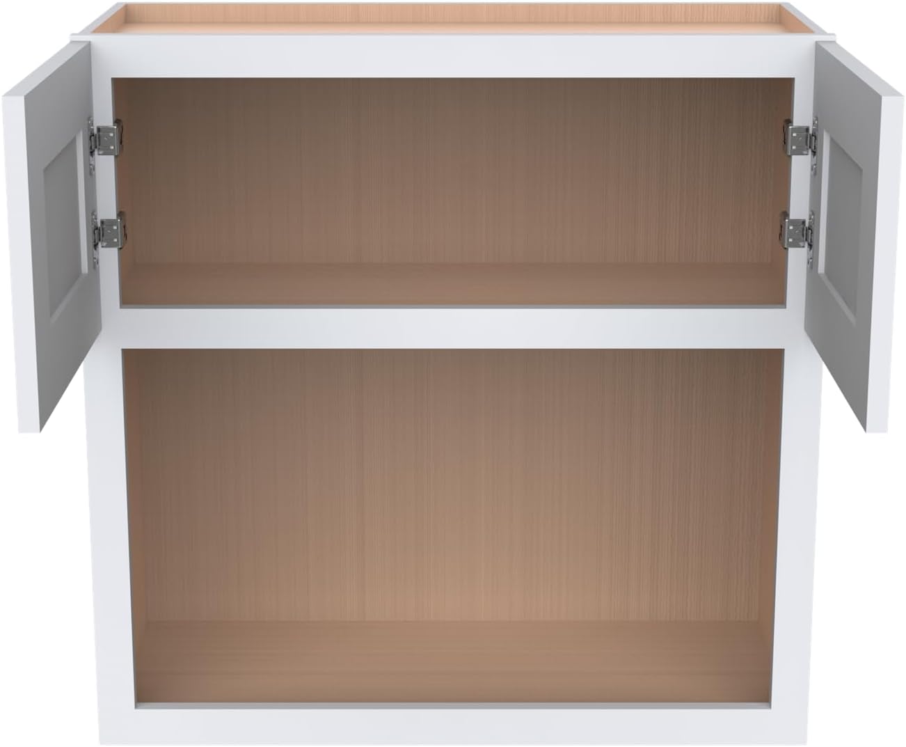 Solid Wood RTA Wall Microwave Cabinet with Open Shelves – Shaker Style, Space-Saving Kitchen Pantry Storage, Durable and Versatile Wall-Mounted Organizer (SK-White, 30