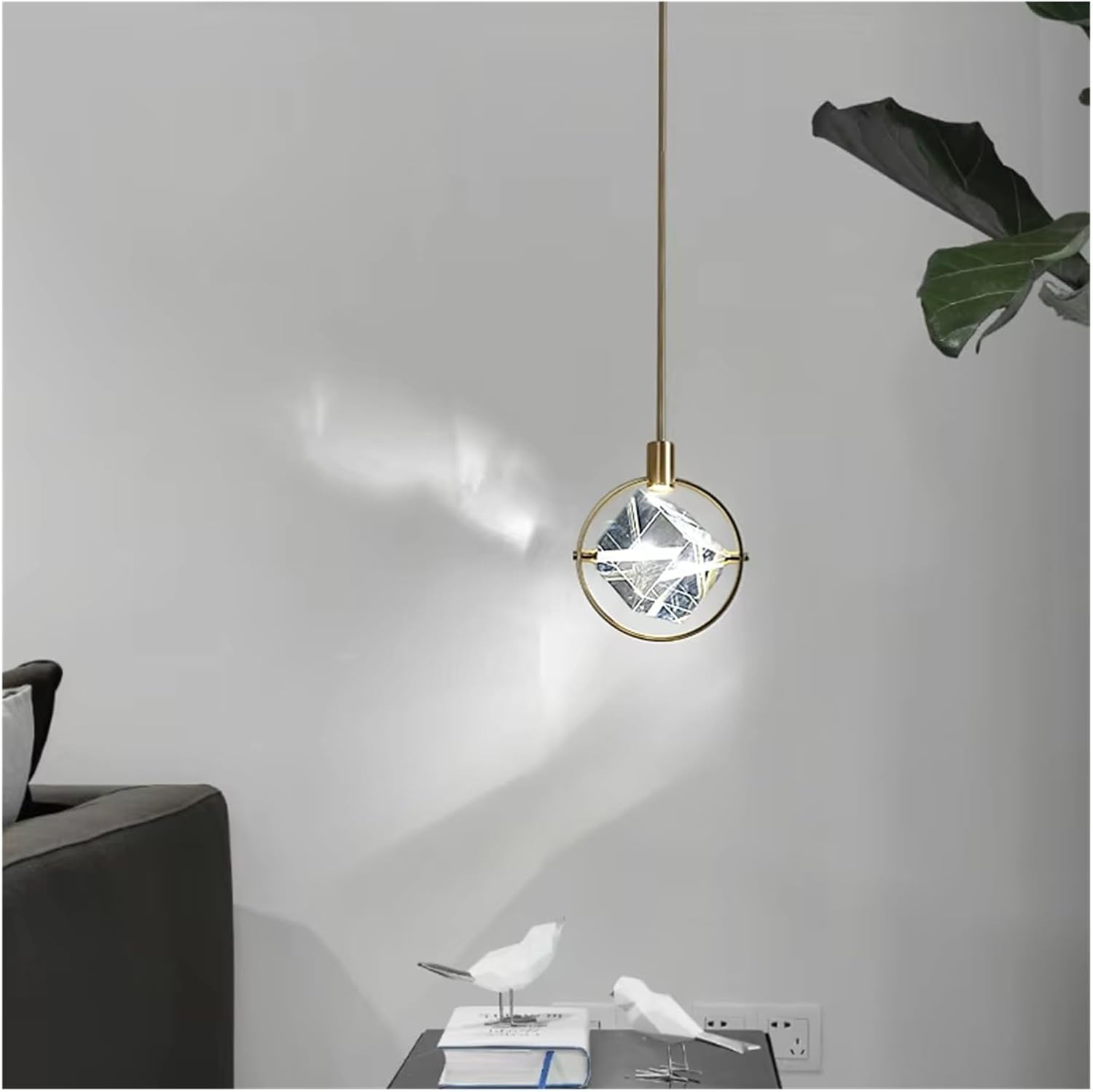 Modern K9 Crystal Bedroom Bedside Pendant Lights Nordic Living Room Luxury Chandelier Aisle Restaurant LED Kitchen Island Hanging Lamps,Household