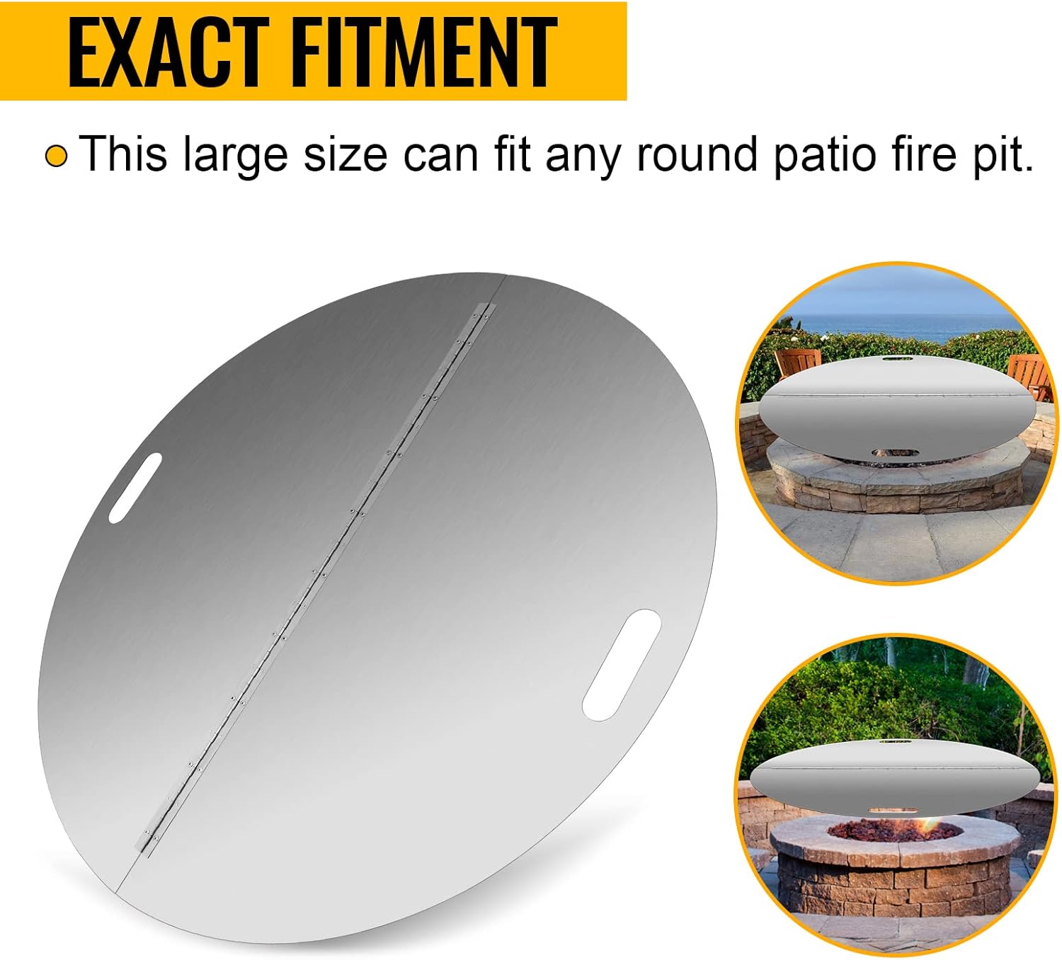 40 Inch Round Fire Pit Lid, 304 Stainless Steel Foldable Fire Pit Ring Snuff Cover, Ring Lid 3mm Thickness for Any Round Patio
