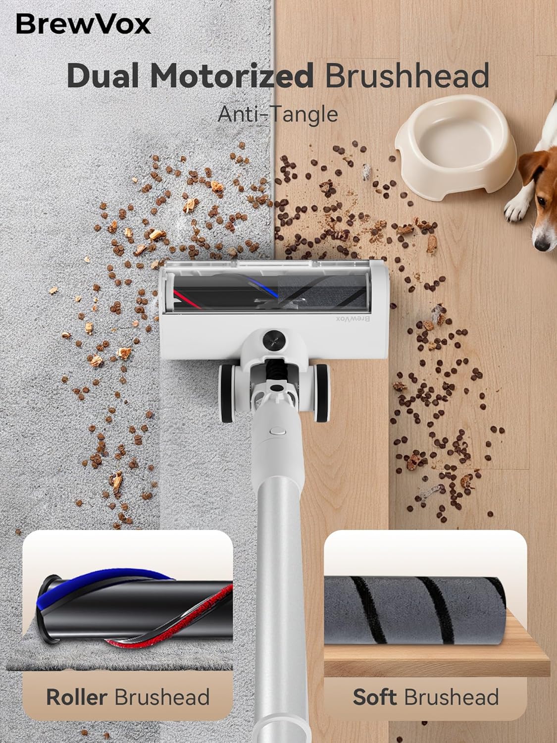 Telescopic Cordless Stick Vacuum Cleaner for Home & Pet Hair, Smart Auto Detect, 2 Motorized Brushes, 6 Stage Filtration, 45kPa Powerful Suction, 550W Motor, 60 Min Runtime, Quick Rechargeable