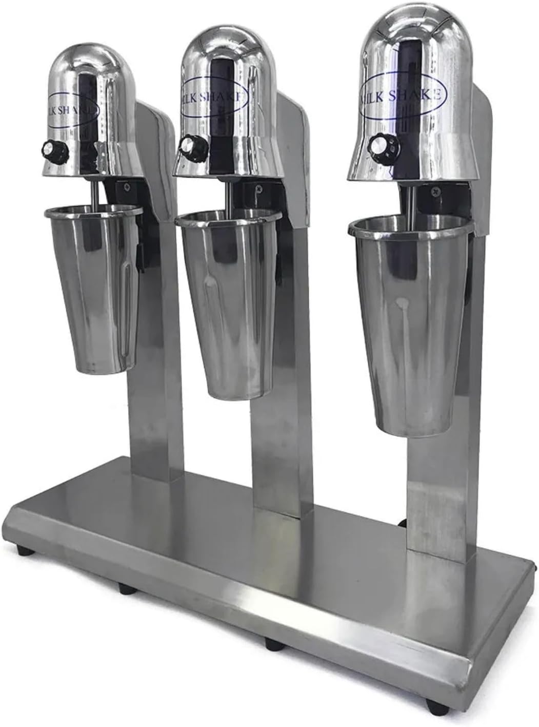 3Head Electric Milk Shake Machine Milkshake Mixer Ice Cream Drink Milk Shake Machine Commercial Stainless Steel Bar Electric Blender Tea Mix With 3 X 800Ml Cup For Milk Tea Store (Silver)