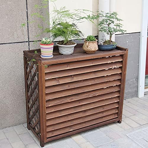Cover for Outdoor Wooden Air Conditioner Cover for Outside Units,Air Conditioner Fence Screen,Solid Wood Flower Rack, Condenser Protective Cover Prevents Foliage Wee,Shutters Conditioning Cover